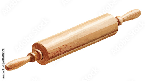 Professional Wooden Rolling Pin Clipart Vector Illustration