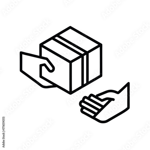 Handoff icon. one hand passing a box to another
