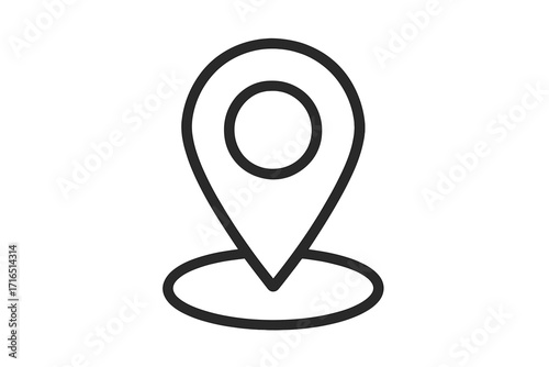 Location pin icon. Map point marker for navigation and position. Simple linear symbol for GPS, address, and destination. Vector illustration for travel or check-in.