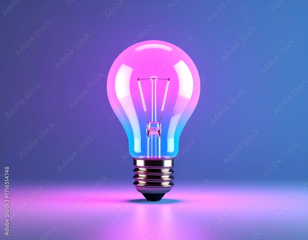 Fototapeta premium Vibrant lightbulb in a studio setting