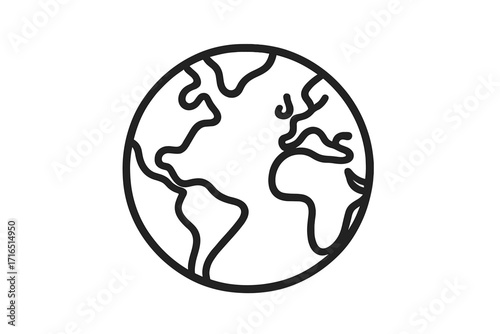 Globe icon earth symbol. Planet world map sign. Global business international travel concept. Linear vector illustration. Ecology environment conservation. Geography doodle.