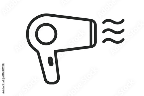 Hair dryer line icon. Blow dryer symbol for hairdressing salon. Beauty care and hair styling concept. Hot air appliance vector pictogram for web and graphic design.