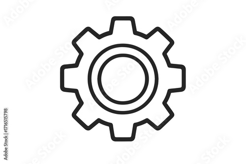 Settings icon gear symbol. Configuration and options sign. Mechanical engineering cogwheel. Industrial machinery part. Technology process and development concept vector logo.