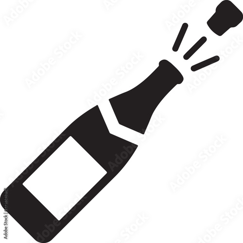 champagne, bottle, cork, popping, exploding, celebration, party, alcohol, drink, beverage, wine, sparkling, festive, event, holiday, toast, congratulations, success, joy, excitement, graphic, icon, sy