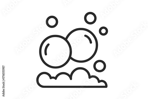 Bubble and foam thin line icon. Soap suds vector illustration. Clean and fresh concept for hygiene, washing, and laundry. Minimalist symbol for web, apps, and design.