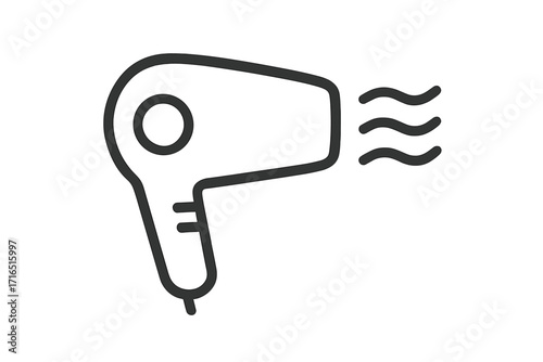 Hair dryer line icon. Blow dryer symbol for web and graphic design. Simple outline pictogram for beauty salon, hair care or hairstyling concept. Vector illustration.