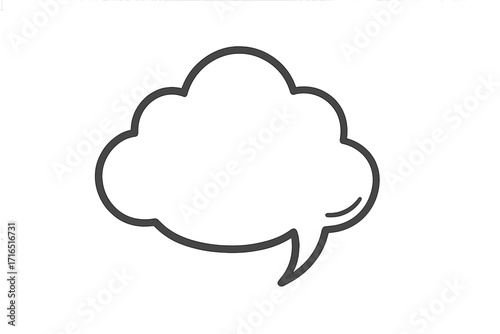Vector cloud speech bubble icon for communication. Thin line think or talk bubble for web and app design. Comic dialogue box, message, chat, idea, dream concept illustration.