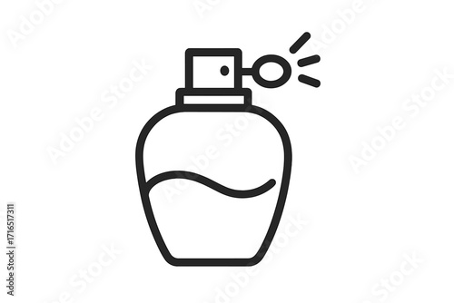 Minimalistic perfume bottle icon, elegant fragrance spray concept, vector cartoon illustration, beauty product graphic design with transparent background, cosmetic skincare essence