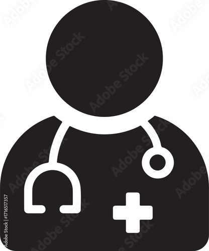 doctor, physician, medical, healthcare, health, stethoscope, cross, plus sign, symbol, icon, silhouette, person, professional, clinic, hospital, medicine, care, treatment, diagnosis, consultation, med