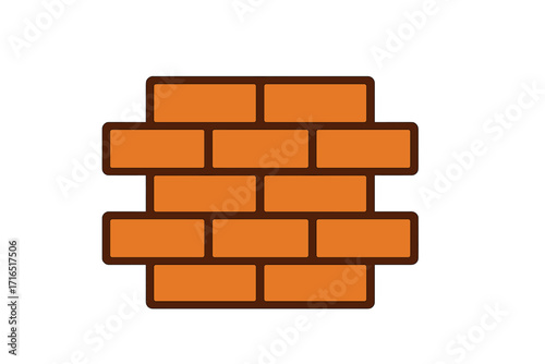 Flat brick wall vector illustration. Cartoon graphic icon. Building material, construction industry concept. Simple masonry symbol for design element, background, or texture.