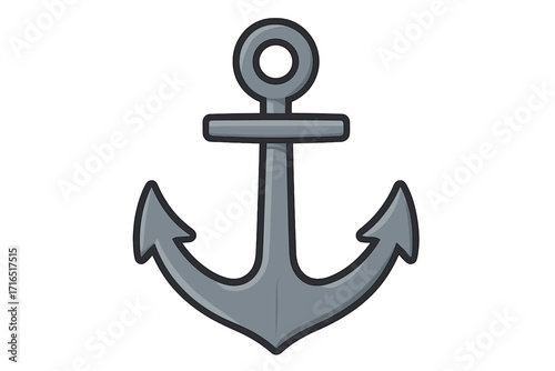 Anchor vector icon. Nautical, maritime symbol of hope, stability and safety. Sea, ocean and navy boat equipment. Marine travel and sailing flat cartoon illustration.