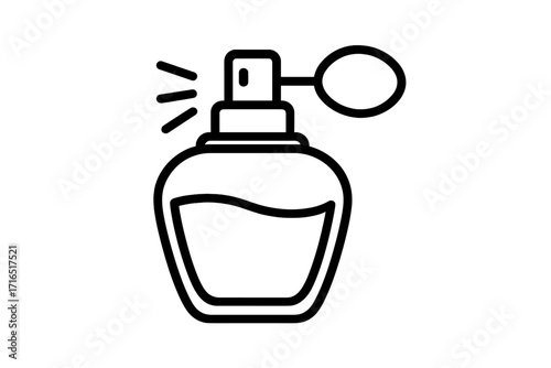 Elegant perfume bottle icon with spray nozzle, vector cartoon illustration for graphic design, websites, cards, books, articles, transparent background, beauty and fragrance concept