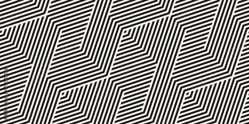 Vector geometric line pattern. Stylish seamless texture with diagonal stripes, lines, chevron, zig-zag. Abstract black and white background. Modern sport style linear ornament. Trendy repeated design