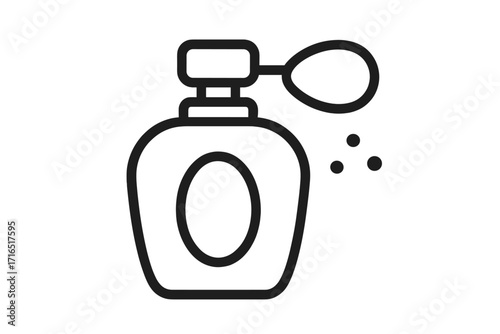 Elegant vintage spray perfume bottle icon with atomizer, vector cartoon illustration for graphic design, websites, cards, books, articles, transparent background