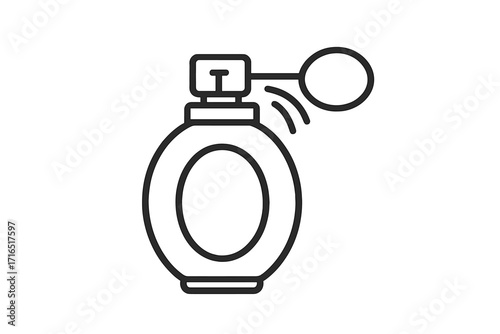 Elegant vintage perfume bottle vector illustration with atomizer pump for cosmetics, fragrance, beauty, design, advertising, app, book graphics, transparent background