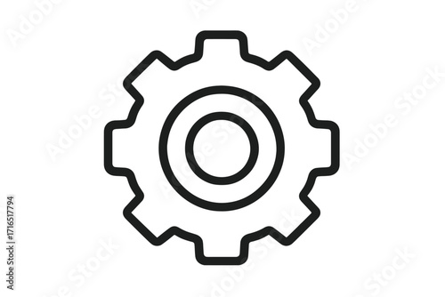 Gear line icon vector. Cogwheel symbol for settings, options, and support. Simple outline graphic for web, UI, and UX. Mechanical engineering, industry, and technology concept.