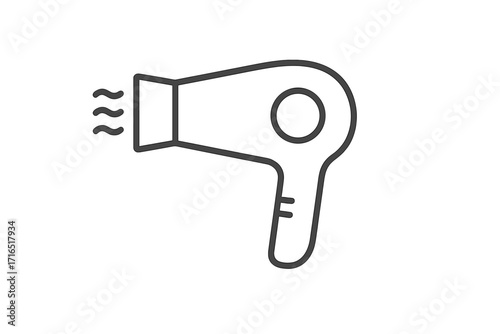 Hair dryer line icon vector. Blow dryer symbol illustration. Hairdryer pictogram simple line art. Hair styling tool for beauty salon, hairdressing. Hot air appliance sign.