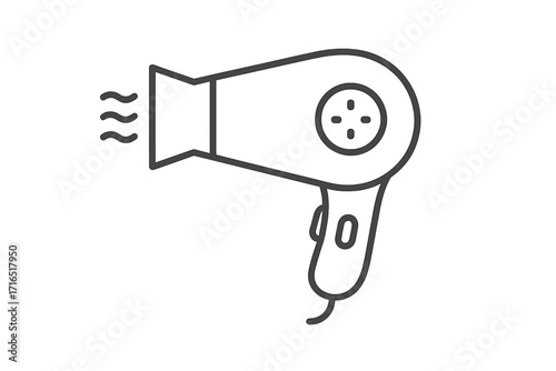 Hair dryer line icon vector illustration. Blow dryer pictogram for web design, apps, and banners. Symbol of hair care, beauty salon, barbershop, and styling appliance.