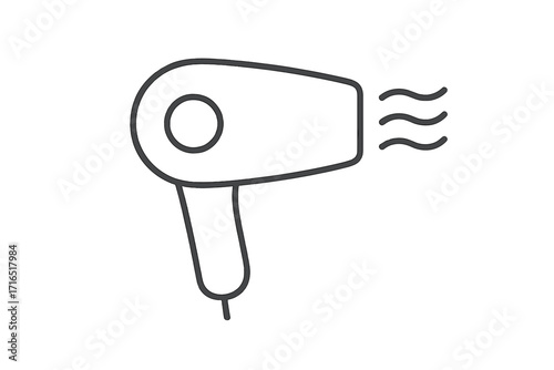 Hair dryer line icon. Blow dryer symbol for hairdressing or beauty salon. Hair styling and care tool concept. Minimalist outline pictogram for web and graphic design. Vector.