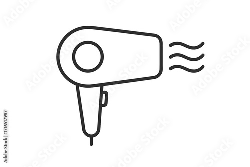Hair dryer line icon, blow dryer symbol for hair care and beauty salon. Vector pictogram of hairstyling tool. Minimal outline illustration for web, app, graphic design.
