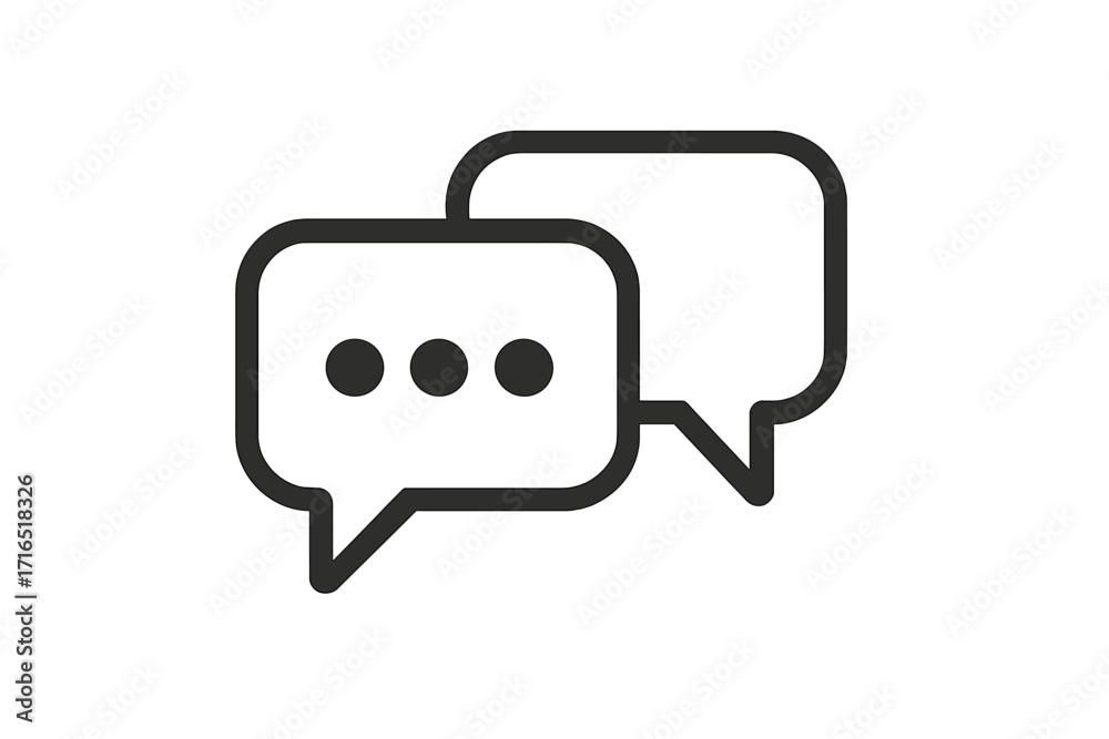 Naklejka premium Chat bubble line icon. Communication message symbol. Dialogue and discussion concept. Vector illustration for web, apps, social media post. Comment, talking, feedback sign.