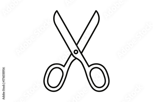 Scissors outline linear icon, cutting tool symbol for graphic design, web design, apps, adverts, cards, vector illustration, transparent background, creative craft element