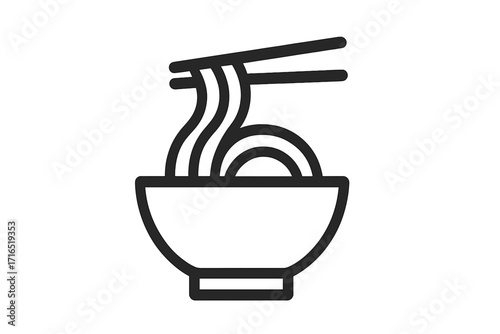 Noodle soup bowl line icon. Ramen, Asian food concept. Japanese cuisine pictogram for restaurant menu. Simple linear symbol for web, graphic design, app, logo vector.