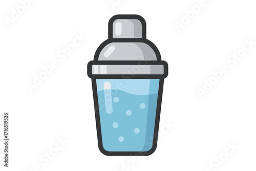 Cocktail shaker icon vector cartoon illustration. Bar tool for mixing drinks, water, or protein shakes. Modern flat design for website, app, or print. Beverage concept.