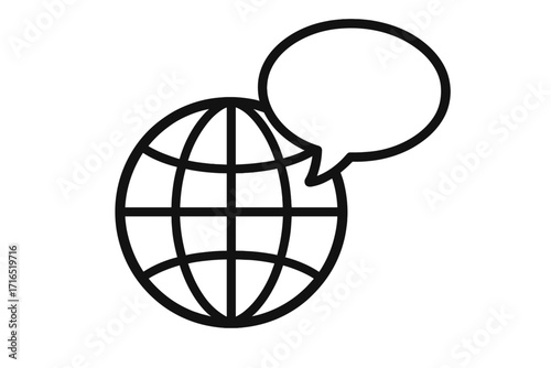 Speech bubbles and microphone outline vector symbol, cartoon illustration for graphics, designs, books, adverts, apps, chat, communication, dialogue concept transparent background