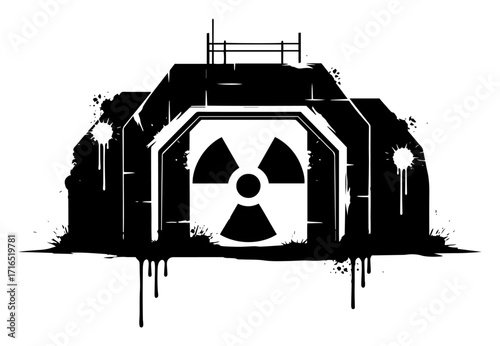Nuclear Fallout Shelter Door with a Radiation Symbol