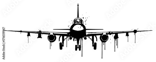 Military Attack Jet Fighter in a Grunge Style