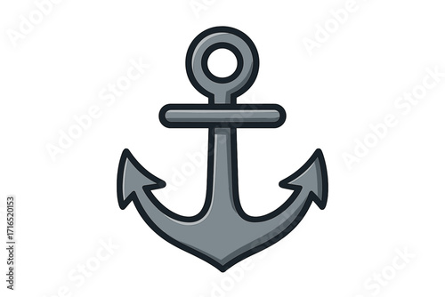 Anchor icon vector illustration in flat cartoon style. Simple nautical marine symbol for graphic design. Maritime equipment for ship, boat, or yacht. Sea travel concept.