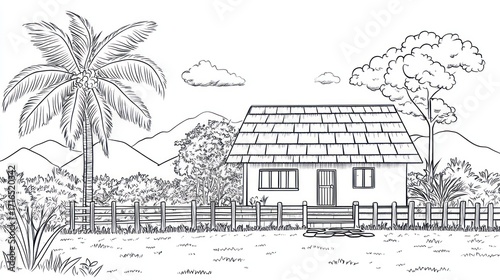 Sketchy countryside house