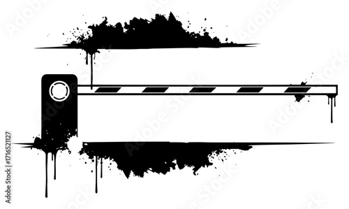 Grunge Street Barrier with Splatter Frame black shape vector laser cutting engraving monochrome print