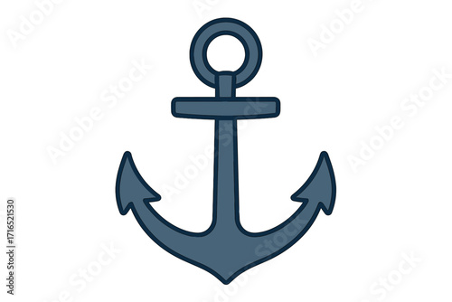 Anchor simple flat icon. Nautical vector illustration for marine and maritime design. Sea, boat or ship symbol. Hope and stability concept. Navy graphic element isolated.