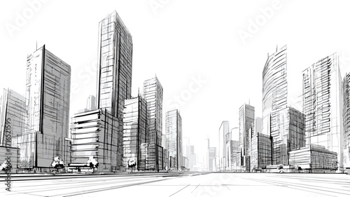 Modern Urban Cityscape with Skyscrapers and Contemporary Architecture