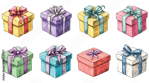 Vibrant Gift Boxes Showcase Joyful Surprises in Vector