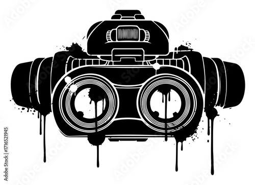 Tactical Military Binoculars with a Grunge Effect