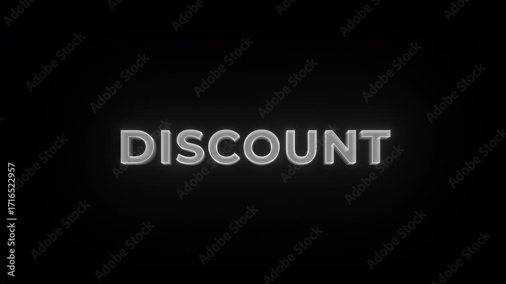 DISCOUNT flashing neon text animation with a blinking effect. Pop-up message. Cyberpunk technology text DISCOUNT flashing neon text animation with a blinking effect. Pop-up message. Cyberpunk technology text