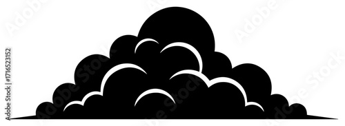 Abstract Smoke Cloud or Dust from an Explosion Black Shape Vector Laser Cutting Engraving Monochrome Print