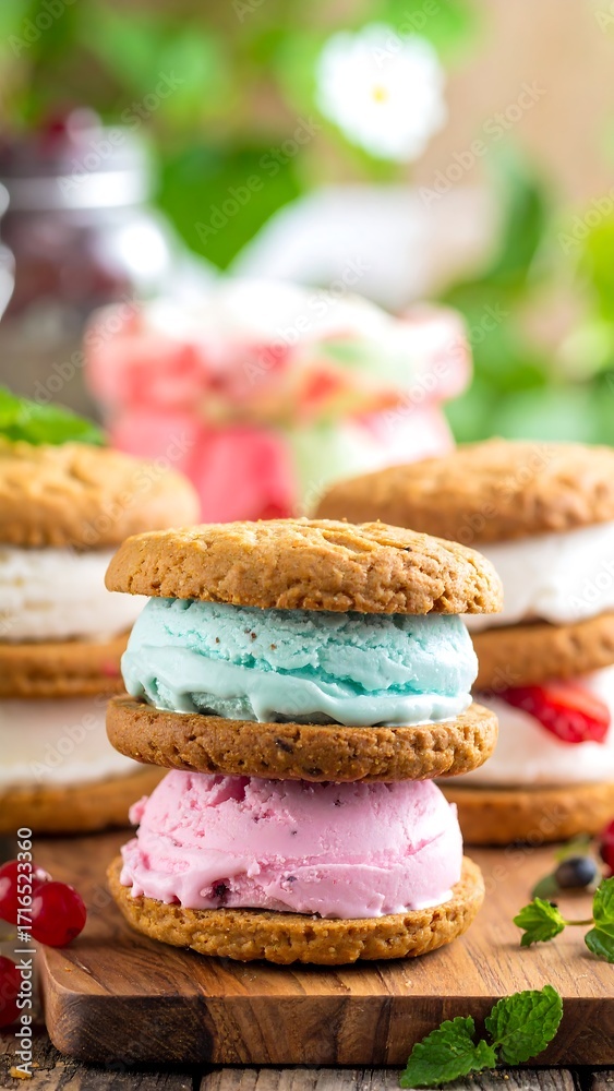 Fototapeta premium Ice cream sandwiches, summer treats