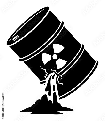 Leaking Barrel of a Radioactive Toxic Waste