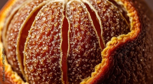 Candied Orange Slices: A Macro View of Sugared Citrus Segments w