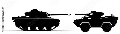 Military Armored Vehicles Silhouette Collection