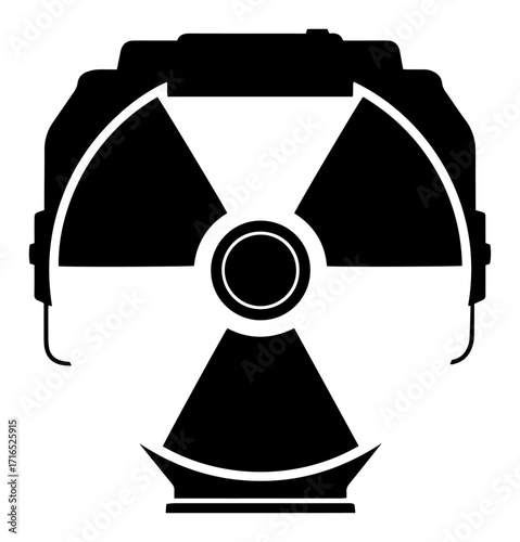 Radiation Hazard Gas Mask Emblem black shape vector laser cutting engraving monochrome print