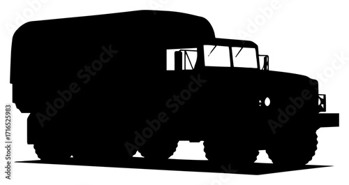 Military Cargo Truck Silhouette black shape vector laser cutting engraving monochrome print