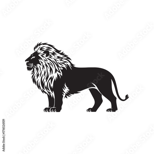Standing Lion Silhouette – Majestic Wild Animal Vector Illustration