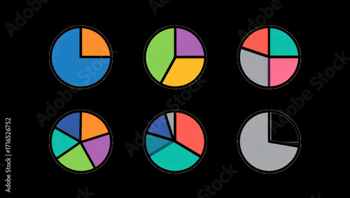 Vibrant pie charts showcase diverse data segments for modern business analysis and presentation Free Download Vibrant pie charts showcase diverse data segments for modern business analysis and presentation - GFXLoad