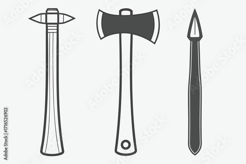 Three prehistoric stone tools including a stone axe and a spearhead prehistoric tools stone hatchet