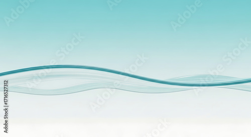 Elegant, flowing teal water waves undulate across a soft light teal and white background.